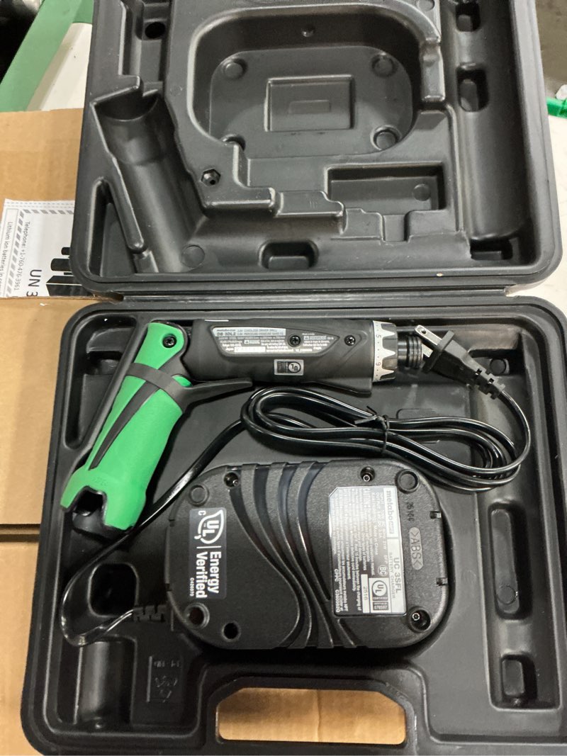 Condition photo showing As Is for metabo hpt 3.6v lithium ion cordless screwdriver kit, compact and lightweight power screwdriver with 2 x 1.5ah batteries and quick charger, 21 + 1 clutch settings and built-in led light, db3dl2 db3dl2 only