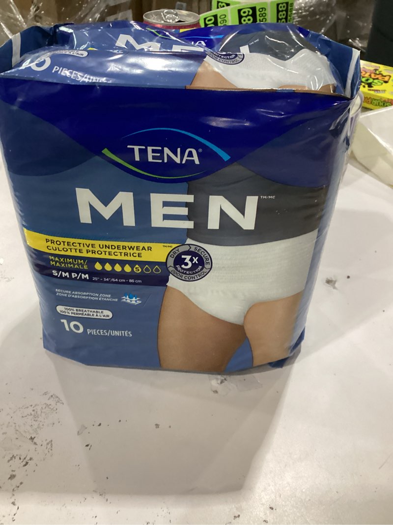 Condition photo showing New/Like New for Tena Protective Adult Incontinence Underwear for Men, Maximum, S/M, 80 Count (Waist Size 25in-34in) Small/Medium 80