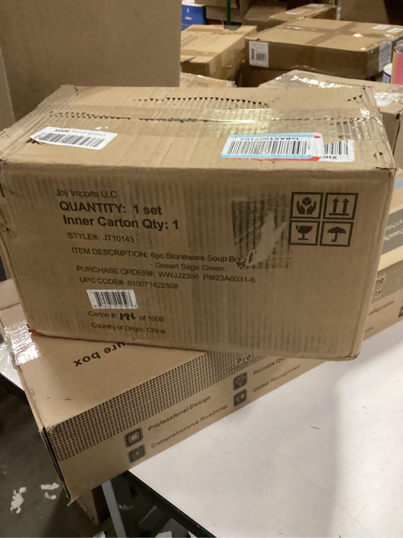 Condition photo showing New/Like New for JoyJolt Mesa 23oz Stoneware Soup Bowls, Dishwasher and Microwave Safe Bowls, 5.8" Matte Sage Green Cereal Bowls Set of 6 for Kitchen, Pasta Oatmeal Salad Ice Cream or Dessert