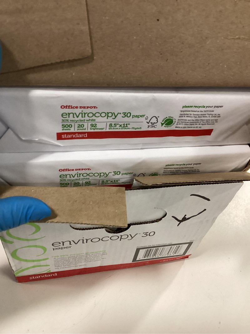 Condition photo showing New/Like New for office depot envirocopy 30 paper  8 1/2in x 11in  20 lb  30% recycled  fsc certified  500 sheets per ream  5 reams  40430