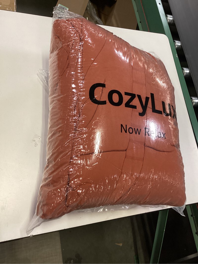 Condition photo showing As Is for CozyLux King Size Comforter Set Burnt Orange Seersucker 7 Pieces Bed in a Bag King Comforter Set with Sheets Terracotta Luxury Bedding Set with Down Alternative Comforter, Sheets, Pillowcases & Shams Burnt Orange King