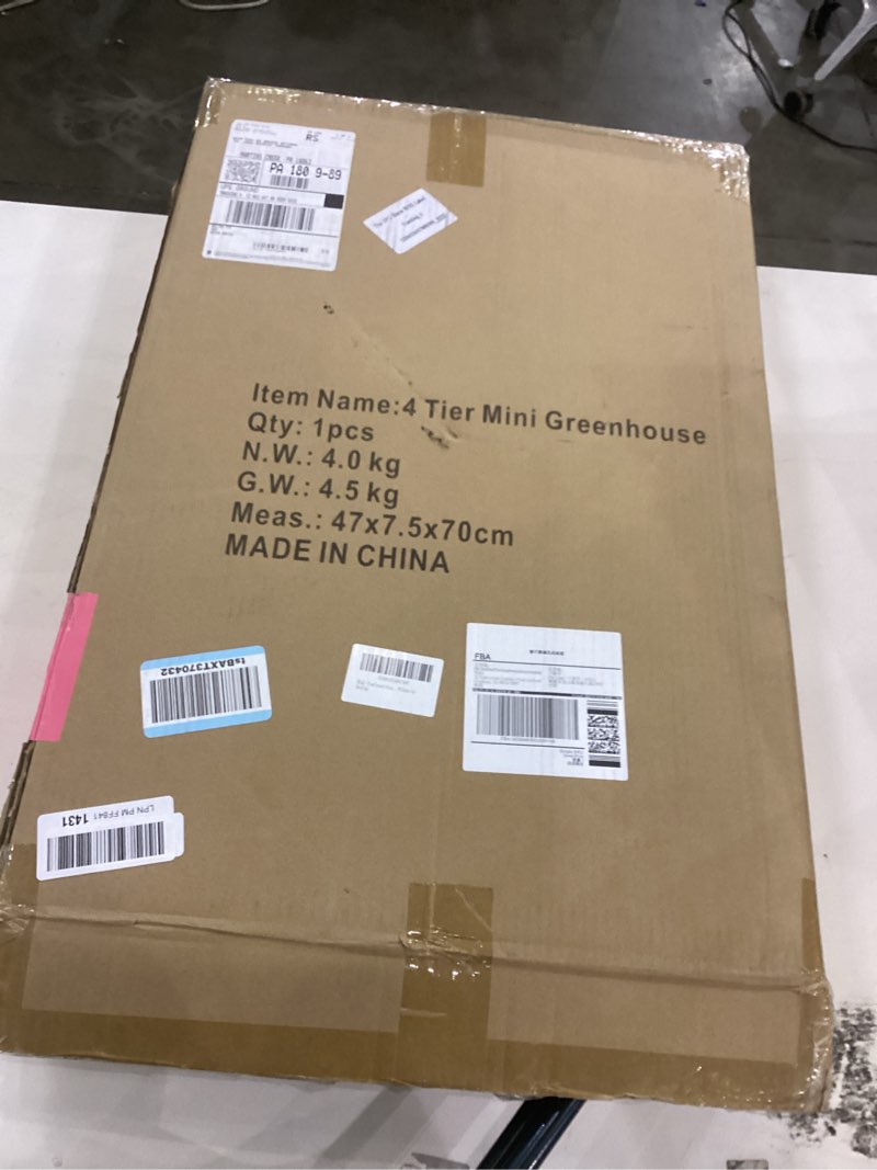 Condition photo showing As Is for Greenhouse for Indoor Outdoor, Small Plastic Plant Green House 4-Tier Rack Stand Portable Greenhouses with Durable PE Cover for Seedling 4-Tier PE