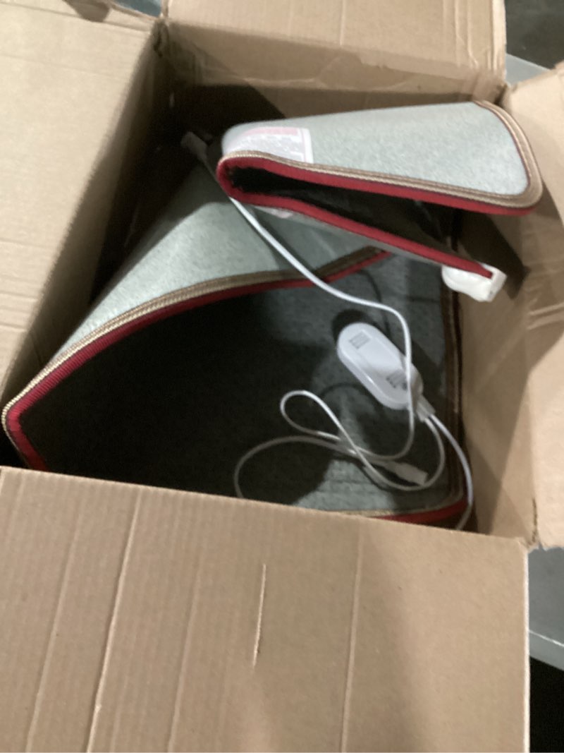 Condition photo showing As Is for PVC 110V Heated Floor Mat Heater for Foot Warmer Under Desk 31.5 x 20 Inch Electric Heating Pad Energy Saving Carpet Pad Indoor Floor Heated Rug for Home Office Bathroom House Gray 31.5 x 20 Inch Gray