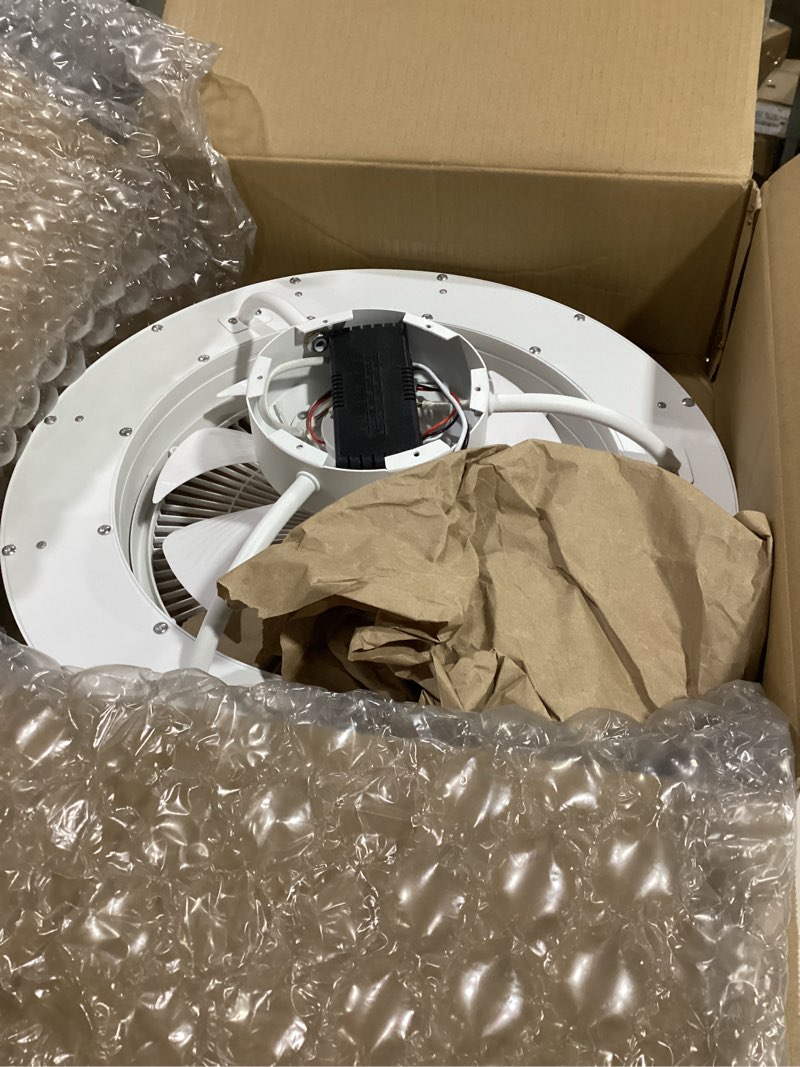 Ohniyou Low Profile Ceiling Fan with Light, 19'' Small Flush Mount Ceiling Fan, Modern Bladeless Enc