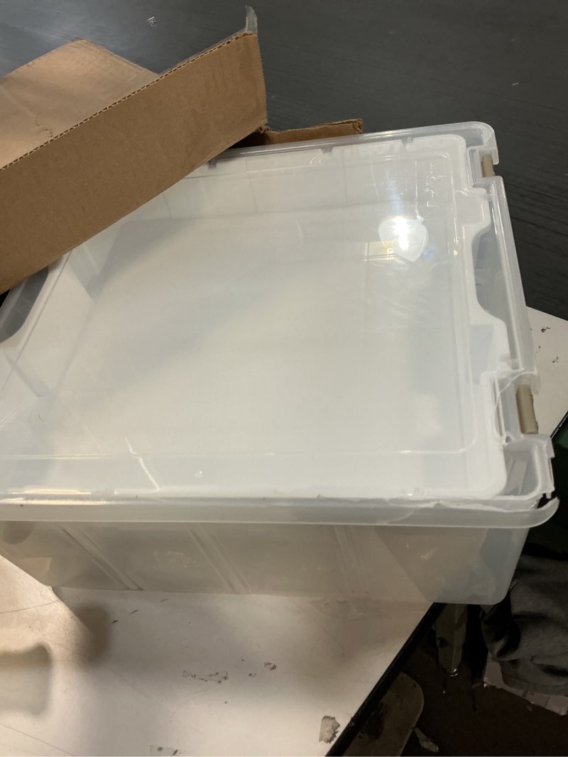 Condition photo showing As Is for ArtBin 6899AZ Super Satchel Double Deep with Lift-Out Tray Storage Container, Portable Arts & Crafts Organizer with Removable Dividers, Clear