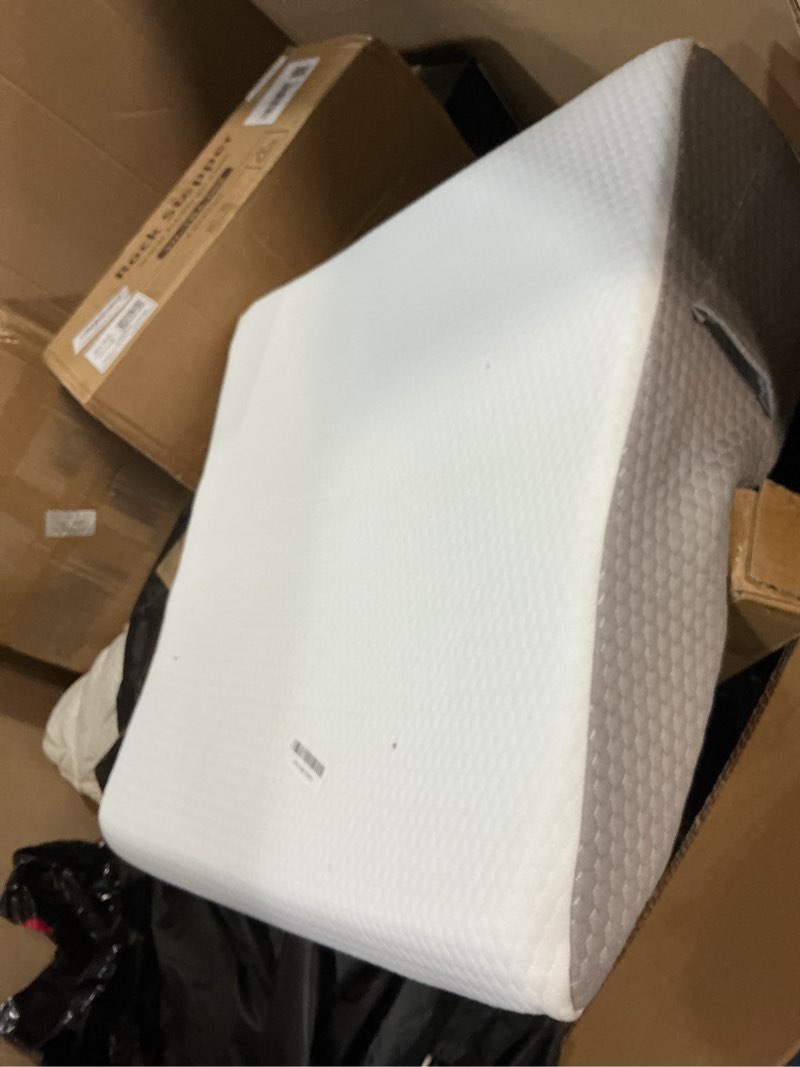 Condition photo showing New/Like New for Bedluxe Wedge Pillow, 8 inch Bed Wedge Pillow for Headboard, Pillow Wedge for Acid Reflux Relief, Sleeping, After Surgery, Snoring, Gerd, Triangle Pillow Wedge - Cooling Memory Foam Top, White/Grey 24*24*8 Inch White Grey