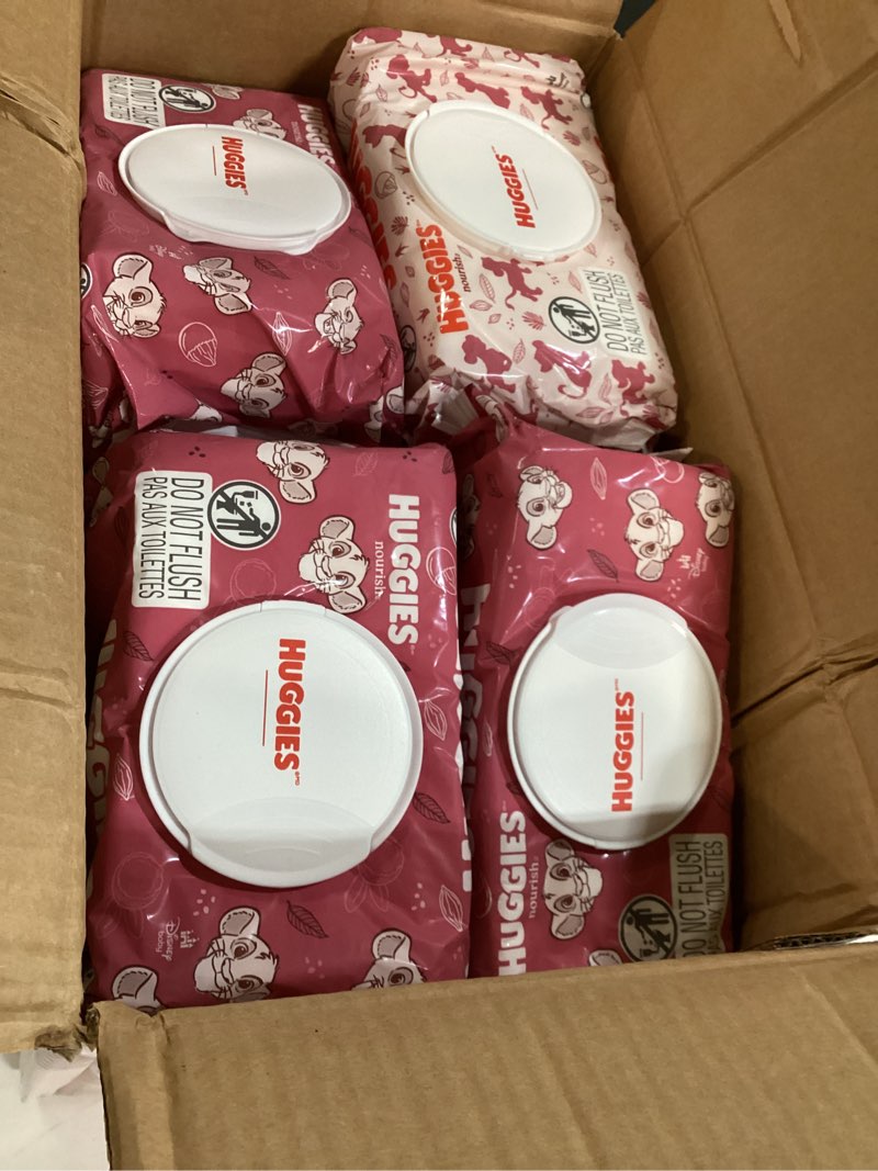 Condition photo showing New/Like New for Huggies Nourish Scented Baby Wipes, 10 Push Button Packs (560 Wipes Total) 56 Count (Pack of 10)