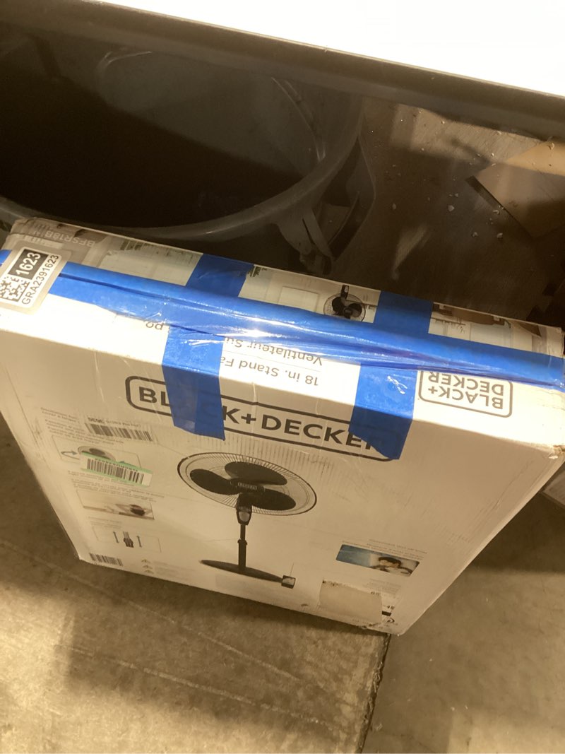 Condition photo showing New/Like New for BLACK+DECKER 18-Inch Stand Fan with Pedestal Base, Height Adjustable Pedestal Fan with Remote and Touch Control Panel, Free Standing Fan with 90-Degree Oscillating and 3-Speed Settings, Black Black 18"