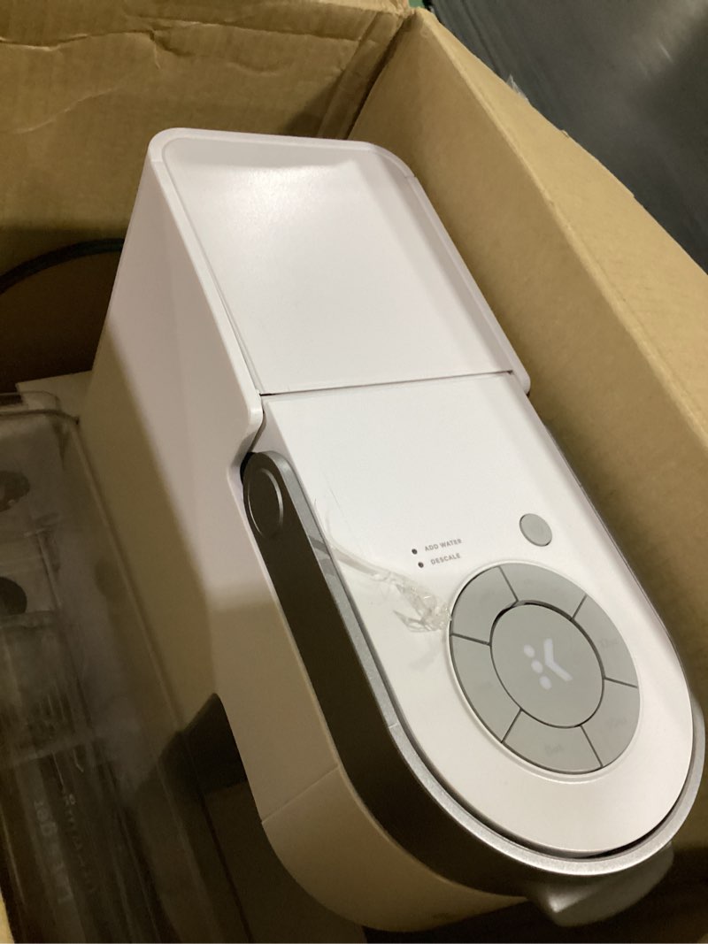 Condition photo showing As Is for keurig k-supreme single serve k-cup pod coffee maker, multistream technology, 4 brew sizes, 66oz dual-position removable reservoir, white white coffee maker