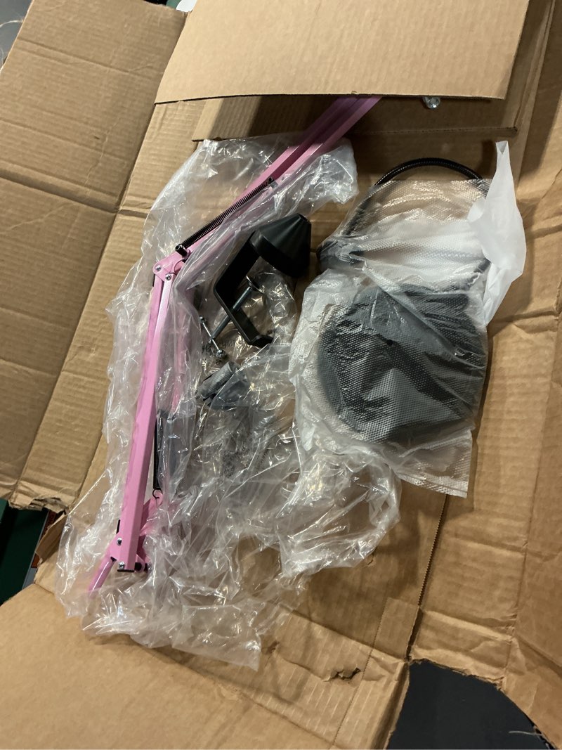 Condition photo showing New/Like New for Pink Microphone Stand, Mic Boom Arm Suspension Scissor with Shock Mount Microphone Clip Holder Upgraded Desk Clamp for Blue Yeti Snowball Ice and Other Mics