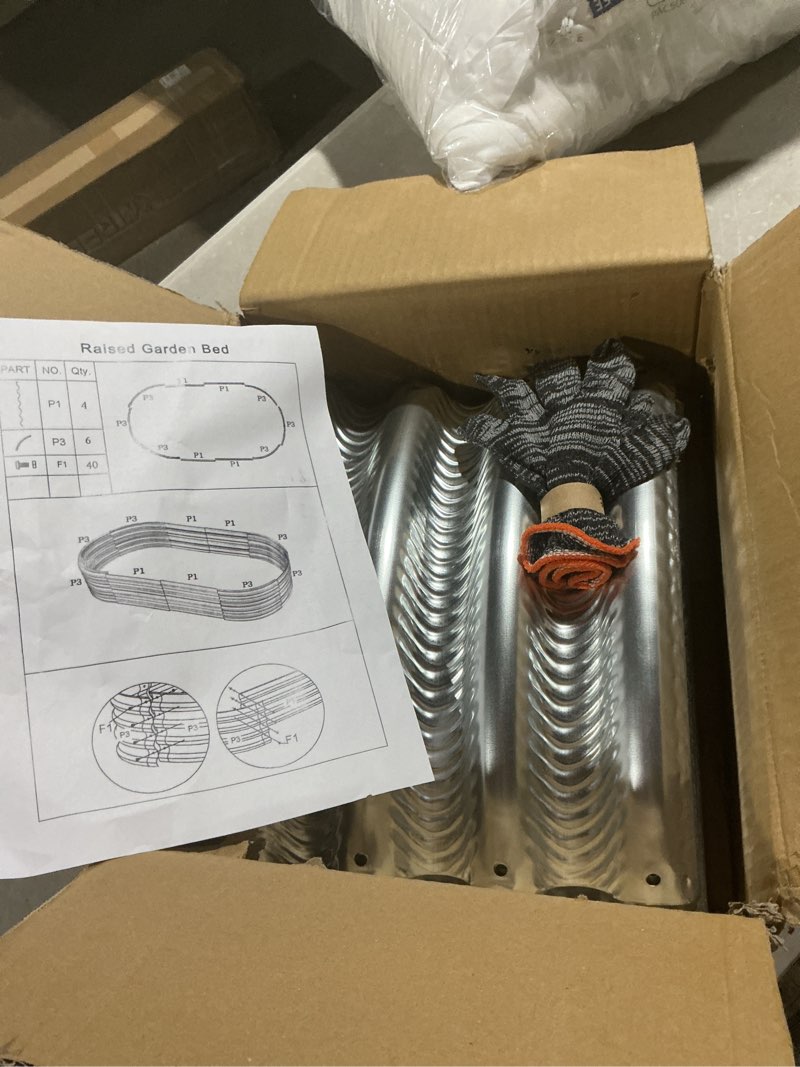 Condition photo showing Good Condition for land guard galvanized raised garden bed kit, galvanized planter garden boxes outdoor, oval large metal for vegetables………… 4×2×1ft(1pcs? 1-silver