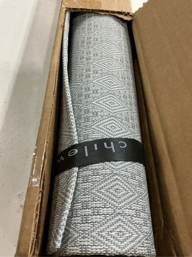 Condition photo showing New/Like New for chilewich martha by martha stewart boxwood rug - premium indoor/outdoor runner rug for entryway, kitchen, dining room, patio - slip-resistant backing - sea - 2' x 3' sea 2' x 3' (rectangular)