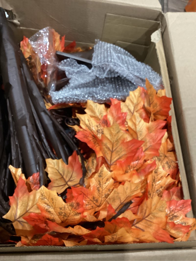 Condition photo showing As Is for 5ft artificial lighted maple tree with 96 led & 192 ultra-dense maple leaves - fall decorations maple tree with warm white light for home thanksgiving autumn harvest decor indoor outdoor 5ft-96led-1pack