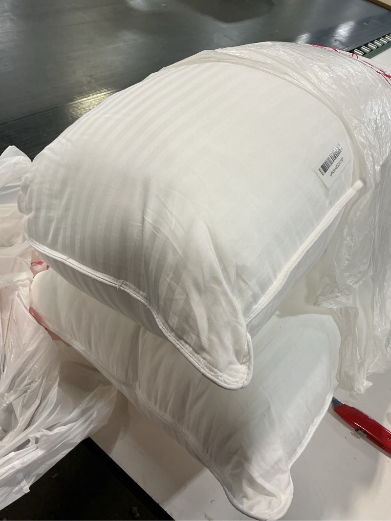 Condition photo showing As Is for Beckham Hotel Collection Bed Pillows King Size Set of 2 - Down Alternative Pillow for Back, Stomach or Side Sleepers King White