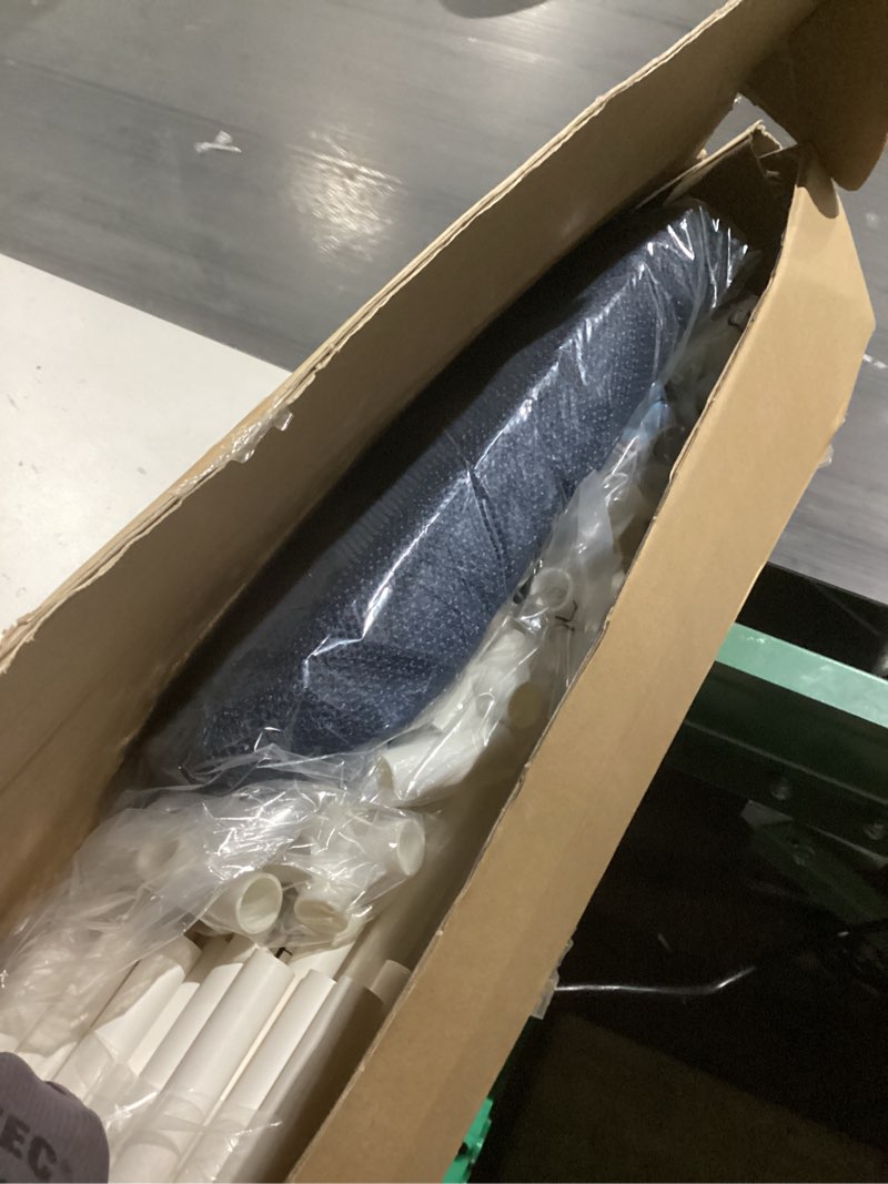 Condition photo showing Good Condition for Essentially Yours Pool Storage Equipment Organizer Holder - Noodles, Toys, Balls, Floats Mesh Rolling Double Decker Bin, Large with Noodle Holder, (35.3" W x 23" L x 59.4" H), Blue/White Style 561935 Blue / White