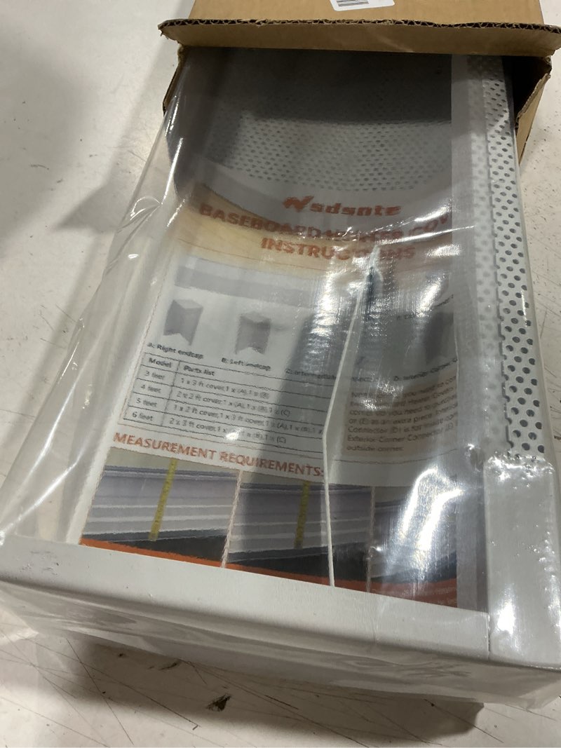 Condition photo showing Good Condition for 4ft steel easy slip-on baseboard heater cover with end caps for bathroom & hydronic system for replacing old cover, white cover 4ft ?with end caps?