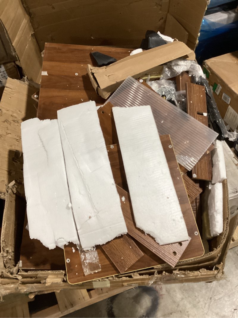 Condition photo showing As Is for Chrangmay 47.24" Big Modern Vanity Desk with Mirror and Lights,Makeup Vanity Desk with 5 Drawers and Storage Shelves & Power Outlet,Dressing Table with Glass Top, Brown