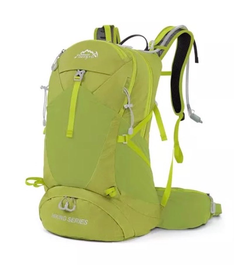 ix stainless steel waterproof hiking backpack with 3 liter water bladder and rain cover, lightweight travel backpack for men and women (fruit green)