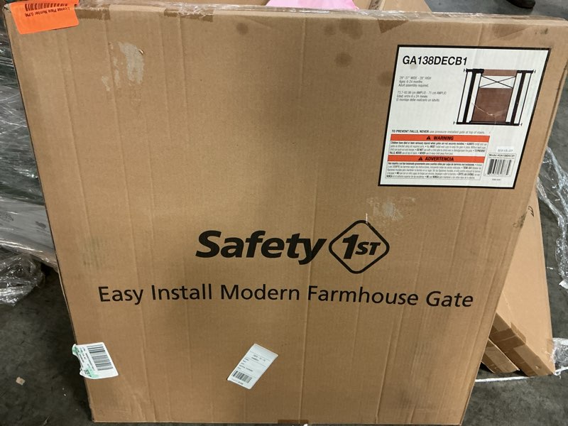 Condition photo showing New/Like New for easy install 28 in. h modern farmhouse child safety gate