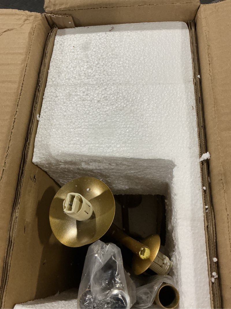 Condition photo showing As Is for Fiqevs 4 Globe Gold Floor Lamp, Modern Sputnik Tree Standing Lamp with Frosted Glass Ball Lampshade & 3000K LED Bulbs, Mid Century Contemporary Tall Lamp for Living Room, Bedroom - Antique Brass