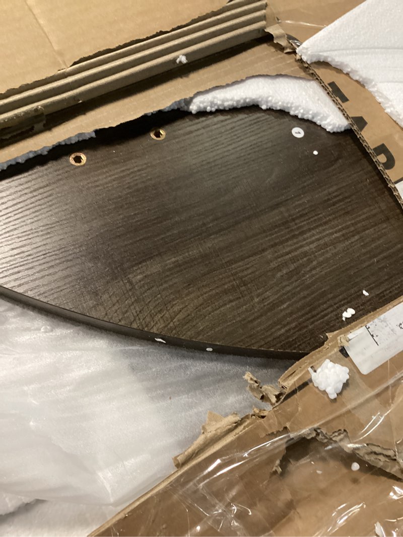 Condition photo showing Good Condition for 42"-58" Extendable Round Dining Table for 4-6, Kitchen Oval Table with Hidden Leaves & Storage Shelf, Space Saving Modern Design with Sturdy Metal Legs for Kitchen, Dining Room & Small Apartments Taupe