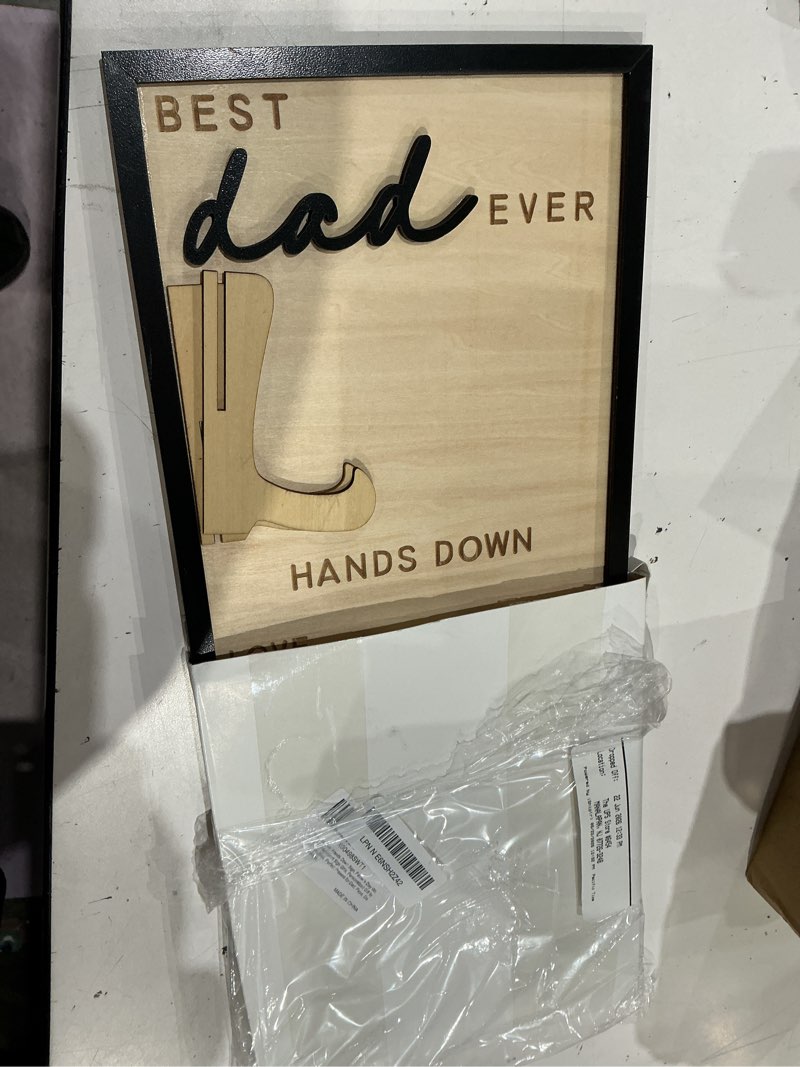 Condition photo showing Good Condition for best dad ever hands down sign, father's day wooden diy handprint sign gifts, personalized gift for dad from kids, perfect present for dad, papa, daddy, grandpa