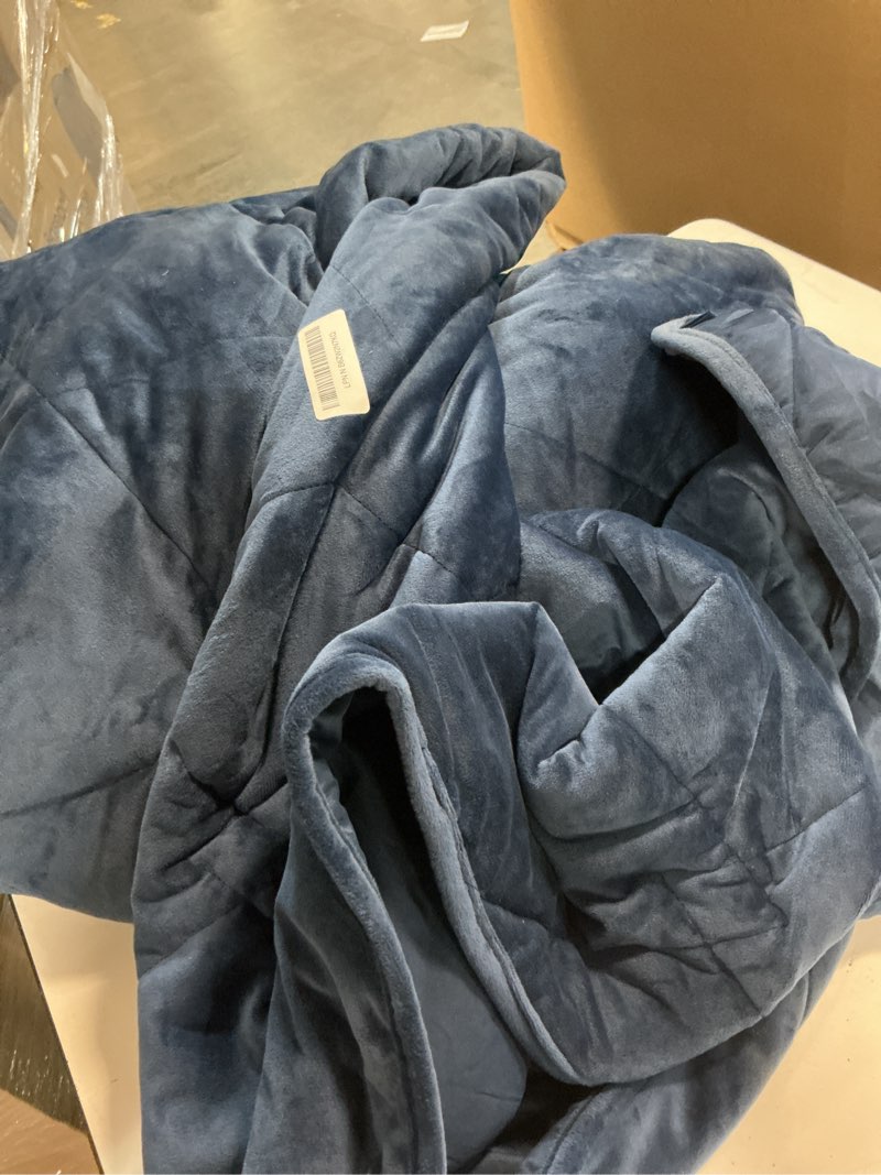 Condition photo showing As Is for l'agraty queen/king size weighted blanket for adults 20lbs, 80"x87" — cooling breathable heavy blanket with glass for sleeping perfect for hot sleepers & couples machine washable all-season navy blue navy blue 80" x 87"?20lbs