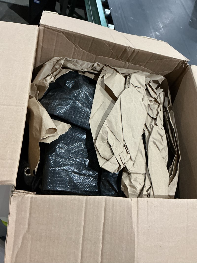 Condition photo showing As Is for tarp heay duty waterproof 10x10ft,black tarp cover plastic poly tarpaulin for outdoor cover,emergency rain,roof, pool, boat,camping - multipurpose with 12mil thickness black-12mil 10x10