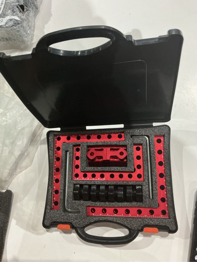 Condition photo showing Good Condition for corner clamp for woodworking, 90 degree clamp with box, right angle clamp woodworking tools, 4 pack 5.5" x 5.5"aluminum alloy positioning clamping squares for picture frames cabinets 4 pack woodworking corner clamp with case