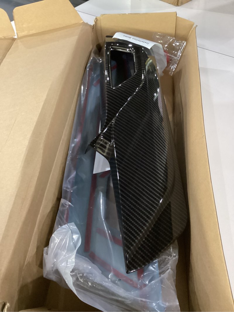 Condition photo showing As Is for for mustang seat console side panel trim cover fit for ford mustang 2015 up black carbon fiber interior accessories 2pcs