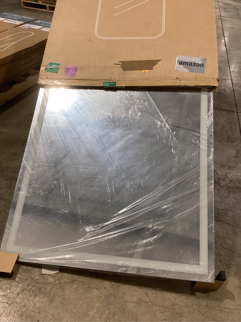 Condition photo showing Good Condition for koonmi 40x60 led bathroom mirror, backlit + front lit, led bathroom mirror with lights for wall, 3 colors, anti-fog, dimmable brightness, memory function, tempered glass 3 color modes 40"l x 60"w