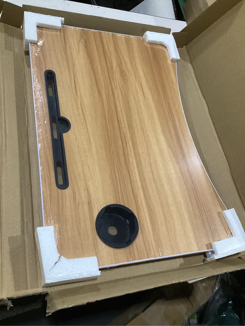 Condition photo showing New/Like New for lap desk, breakfast lap tray with foldable legs, portable lap standing desk, notebook stand reading holder for reading book, watching movie on bed/couch-walnut