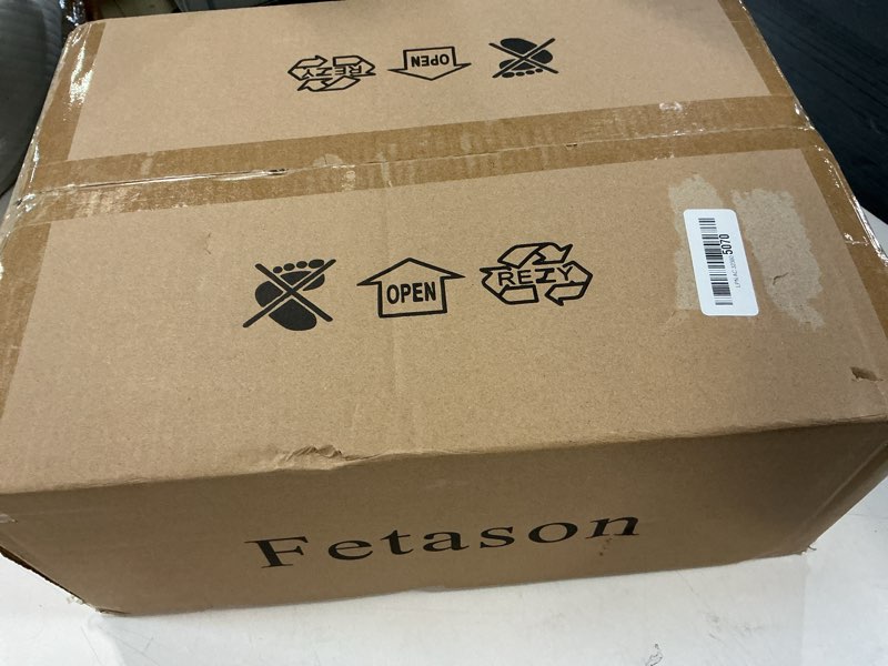 Condition photo showing New/Like New for Fetason Modern Dimmable Remote Control Floor Lamp for Living Room Bedroom with LED E26 Bulb, Red Wood Pattern Iron Tall Standing Lamp Light with Fabric Shade for Home Office Dining Room