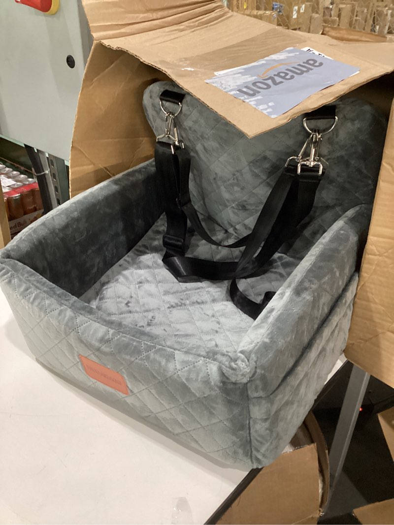 Condition photo showing New/Like New for Dog Car Seat for Small Dogs Under 30lbs,Comfy & Safe Travel Bed with Washable Cover,2 Clip-On Safety Leashes and Pockets,Anti-Slip Base,Easy to Install(Grey) Grey Small