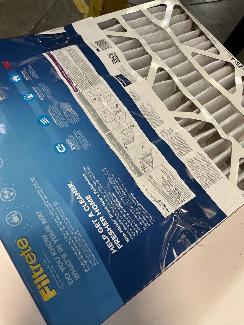 Condition photo showing As Is for filtrete 20-in w x 25-in l x 4-in merv 12 1550 mpr allergen, bacteria and virus electrostatic pleated air filter