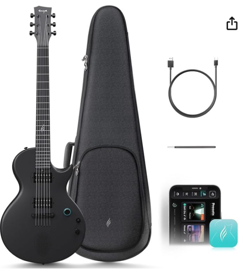 Enya Electric Guitar Nova Go Sonic Smart Electric Carbon Fiber Guitarra with 10W Wireless Speaker, Onboard Presets, All-in-One Portable Rig for Street Performers & Home Studios, Black