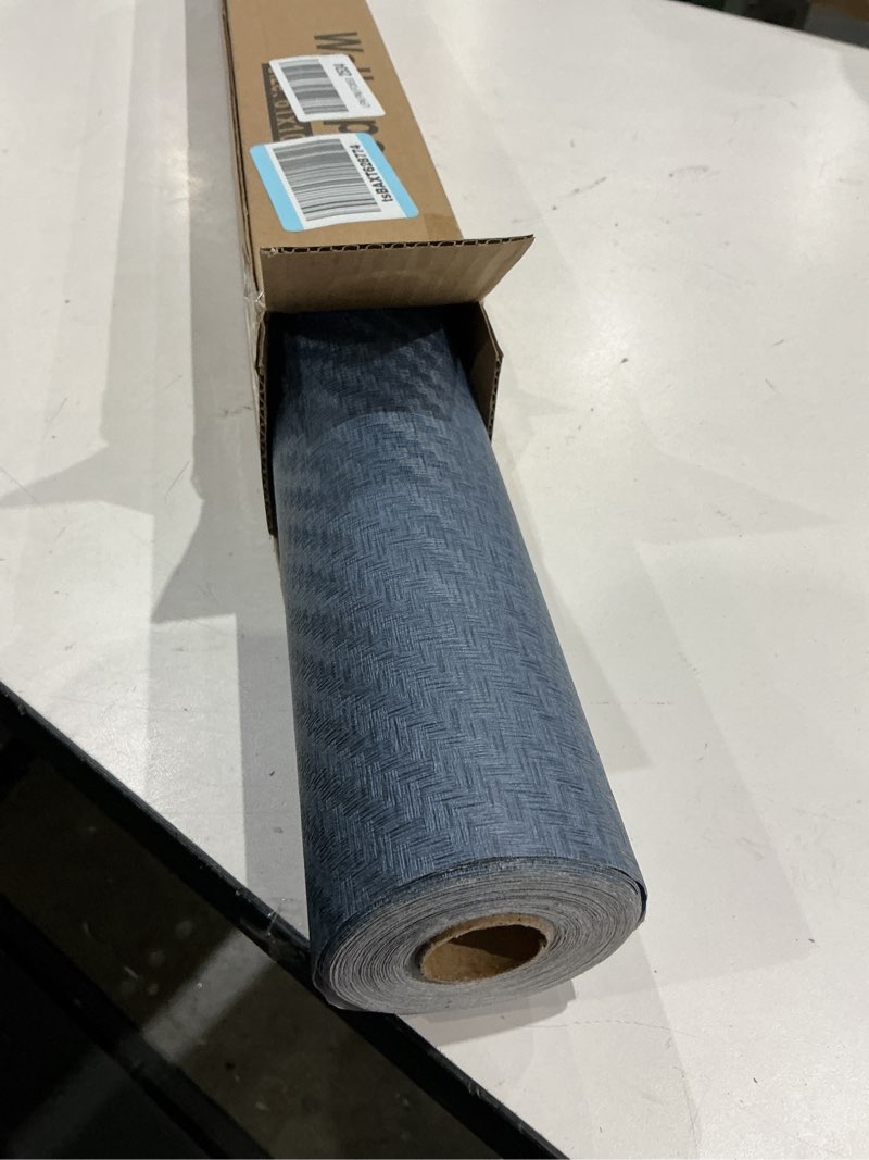 Condition photo showing Good Condition for haimin fabric wallpaper textured contact paper (24in x 393in) navy blue grasscloth wallpaper peel and stick faux linen wall paper self-adhesive vinyl looks like woven straw