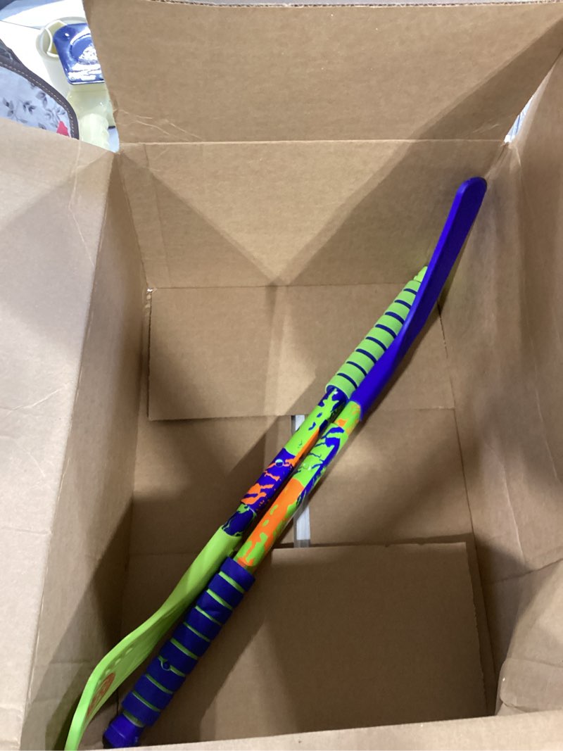 Condition photo showing As Is for franklin sports nerf proshot kids hockey sticks + ball set - 2 player youth indoor + outdoor set - 2 in 1 knee + floor hockey - (2) nerf proshot youth sticks + (1) foam ball included
