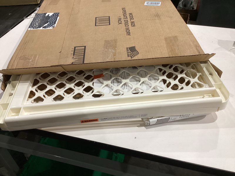 Condition photo showing Good Condition for toddleroo by north states - supergate ergo baby gate: plastic baby gate for stairs & doorways - adjustable indoor safety gate - made in usa - 26 to 42 inches wide - 26 inches tall - ivory
