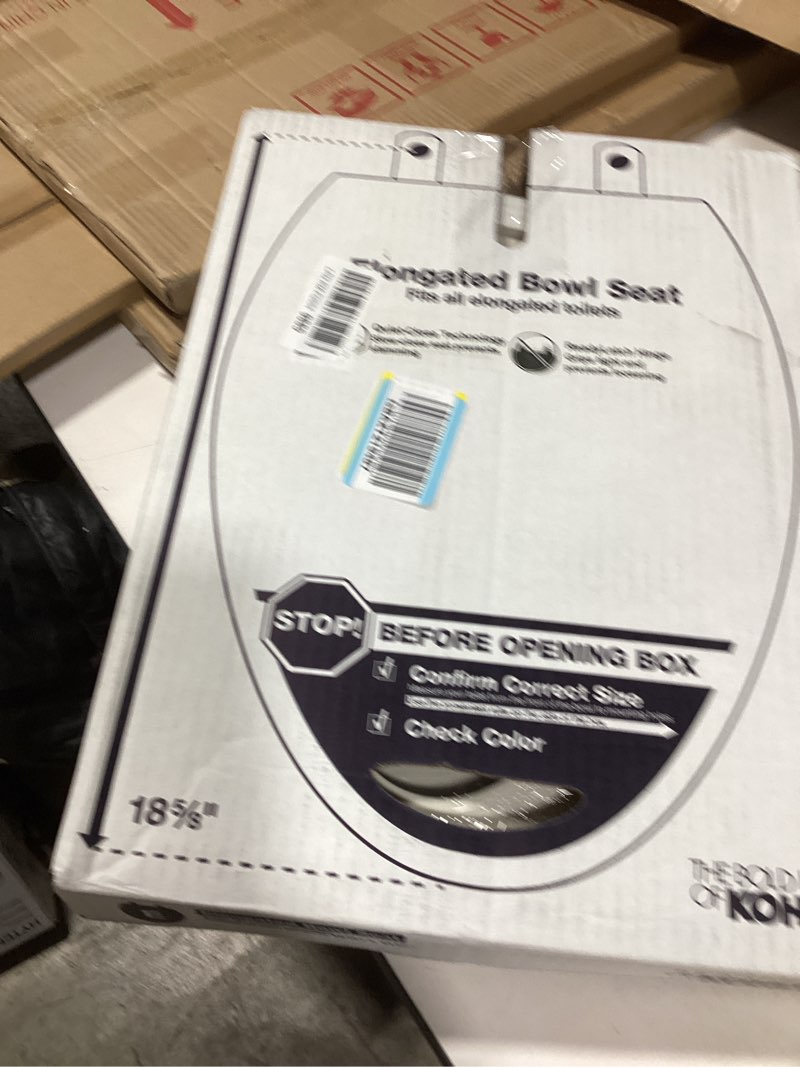 Condition photo showing New/Like New for KOHLER 4636-RL-96 Cachet ReadyLatch Elongated Toilet Seat Slow Close Soft Close, Toilet Seat Quiet Lid, Contoured Grip-Tight Bumpers Installation Hardware, Apartment Essentials, Biscuit Biscuit Elongated Ready Latch