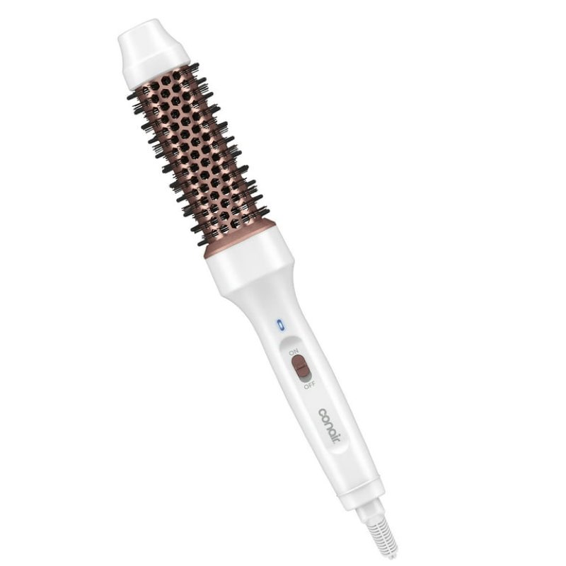 conair double ceramic curling thermal brush, 1 ¼” barrel, 5 led heat settings, 1 count