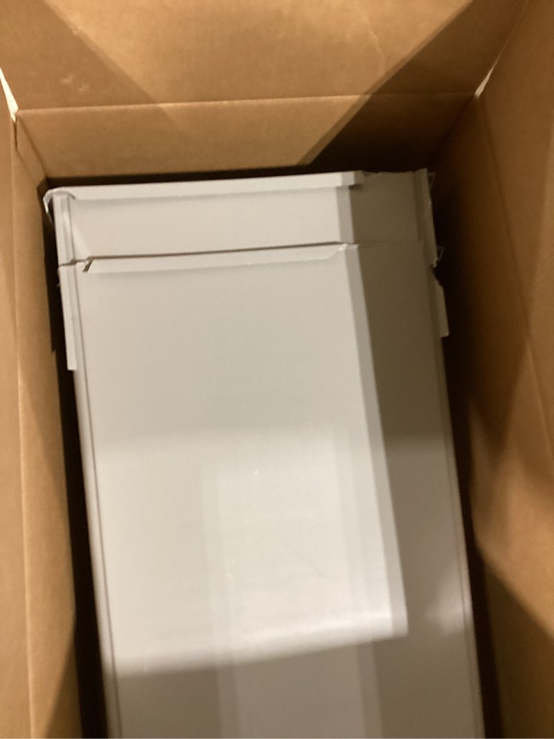 Condition photo showing As Is for winco ptc-23sg slender trash can, 23-gallon, gray,medium can gray