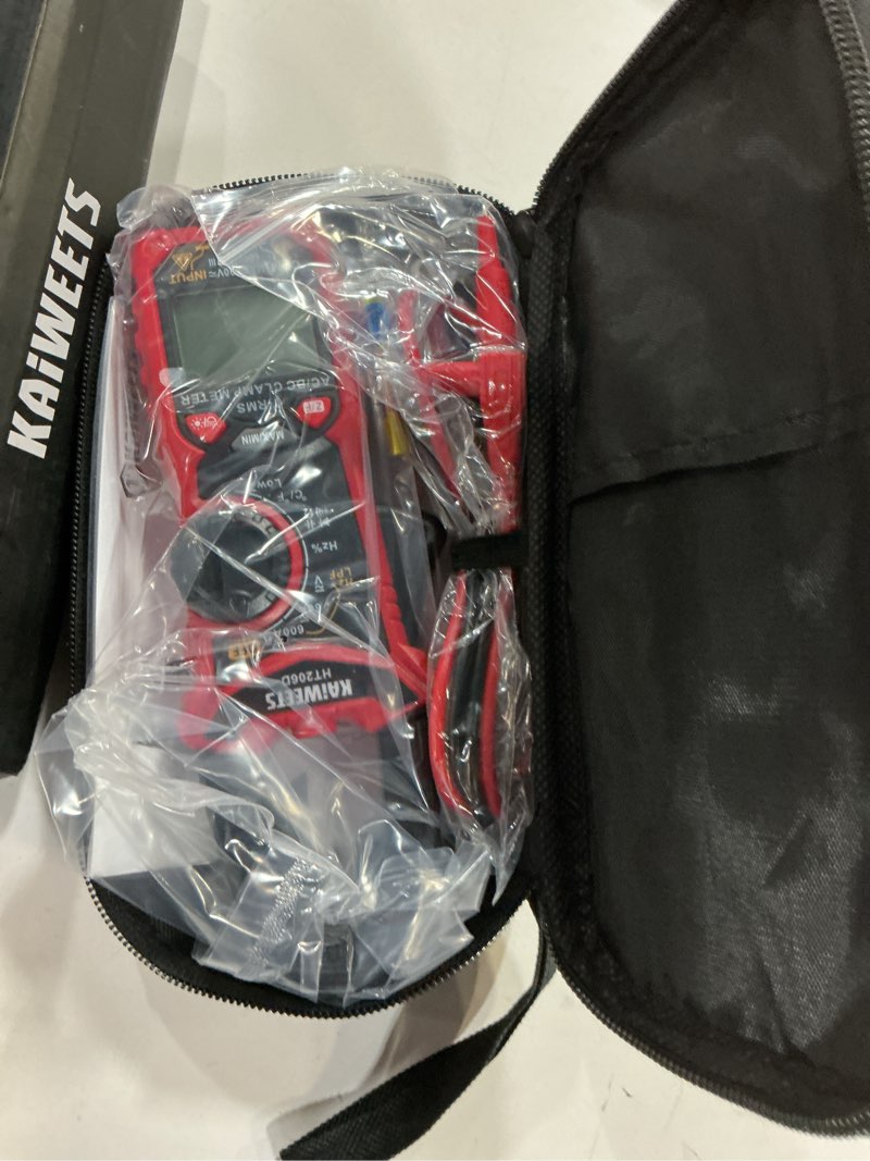 Condition photo showing New/Like New for KAIWEETS HT206D Digital Clamp Meter T-RMS 6000 Counts, Multimeter Voltage Tester Auto-ranging, Measures Current Voltage Temperature Capacitance Resistance Diodes Continuity Duty-Cycle (AC/DC Current) 6000 Counts AC/DC Current