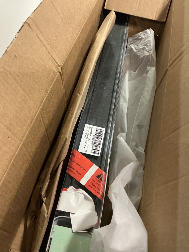 Condition photo showing Good Condition for AOSKY Light Filtering Roller Shades Cordless Blinds for Windows, Free-Stop Shades with Valance, 99% Blackout, Thermal Insulated Fabric, UV Protection, Natural Woven Blinds?23" W x 72" H, Black? Black 23"W x 72"H