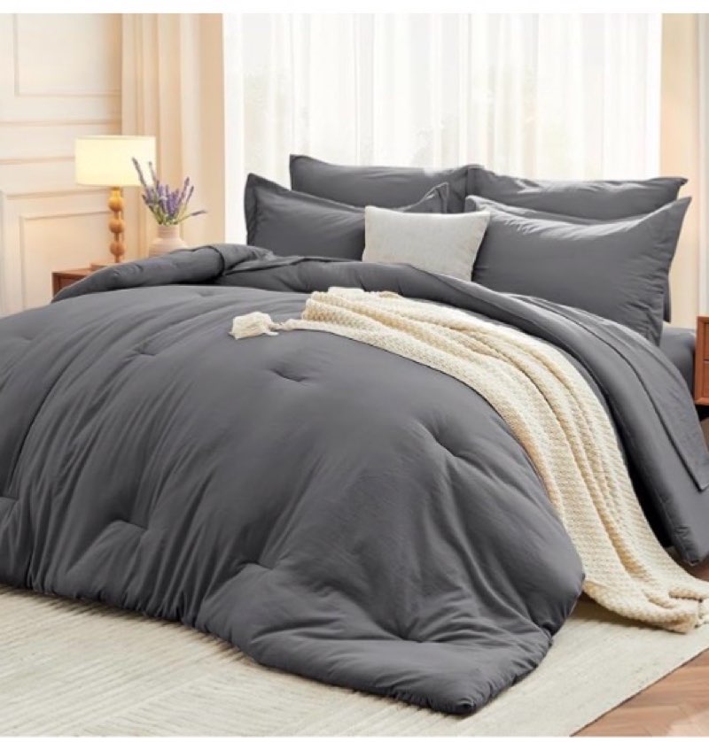 muxhomo 7 pieces king comforter set, soft bed in a bag king size, all season bedding set with comfor
