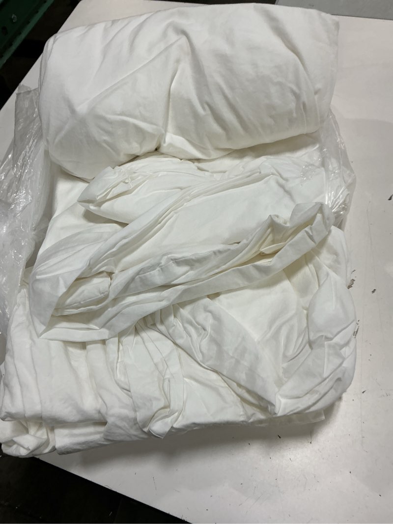 Condition photo showing As Is for organic crisp percale deluxe bedding bundle, king, white