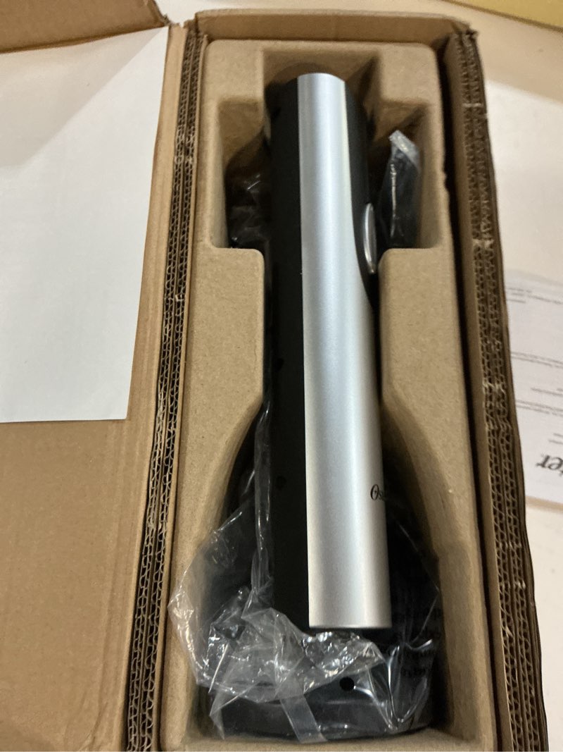 Condition photo showing As Is for oster cordless electric wine bottle opener with foil cutter, silver