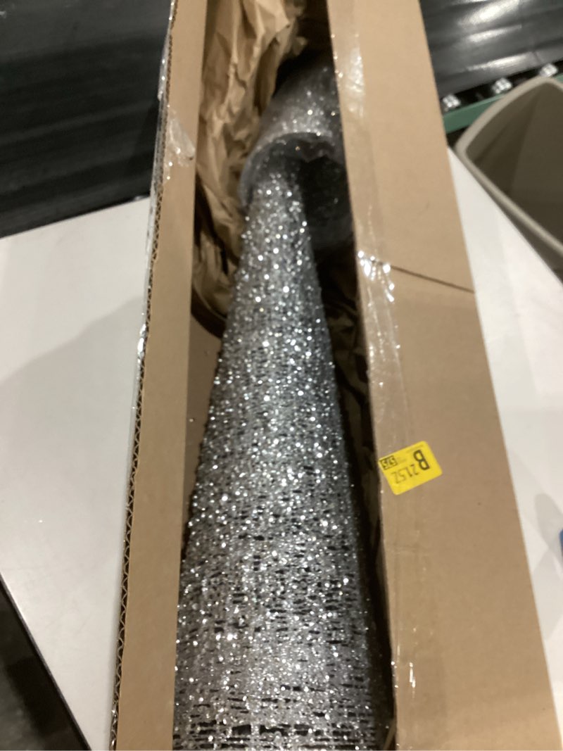 Set of 3 Silver Glittered and Sequined Sparkling Mesh Christmas Topiary Cone Trees, 24 Inches, 17.5 