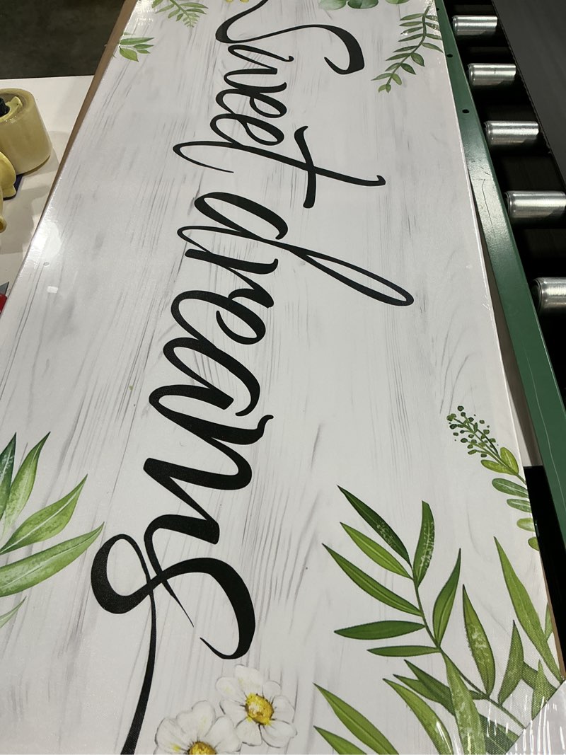 Condition photo showing New/Like New for KREATIVE ARTS Large Sweet Dreams Wall Art - 20"x48" Canvas Quote Poster for Master Bedroom Above Bed - Inspirational Nature Plant Wood Decor - Framed Wall Art for Couple's Bedroom and Bathroom