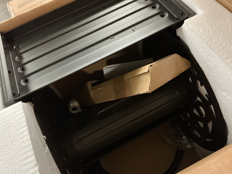 Condition photo showing Good Condition for metal decorative garden hose reel, heavy duty hose holder for outside, aluminum frame, no-leak aluminum water system, easy assmbly, wall mount, holds 135 ft x 5/8" hose storage, dark bronze
